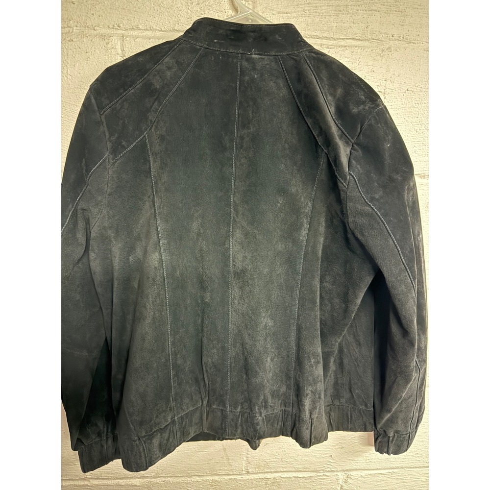 Dennis Basso Black Suede Bomber Jacket L luxury maximalist grunge business - Picture 13 of 14